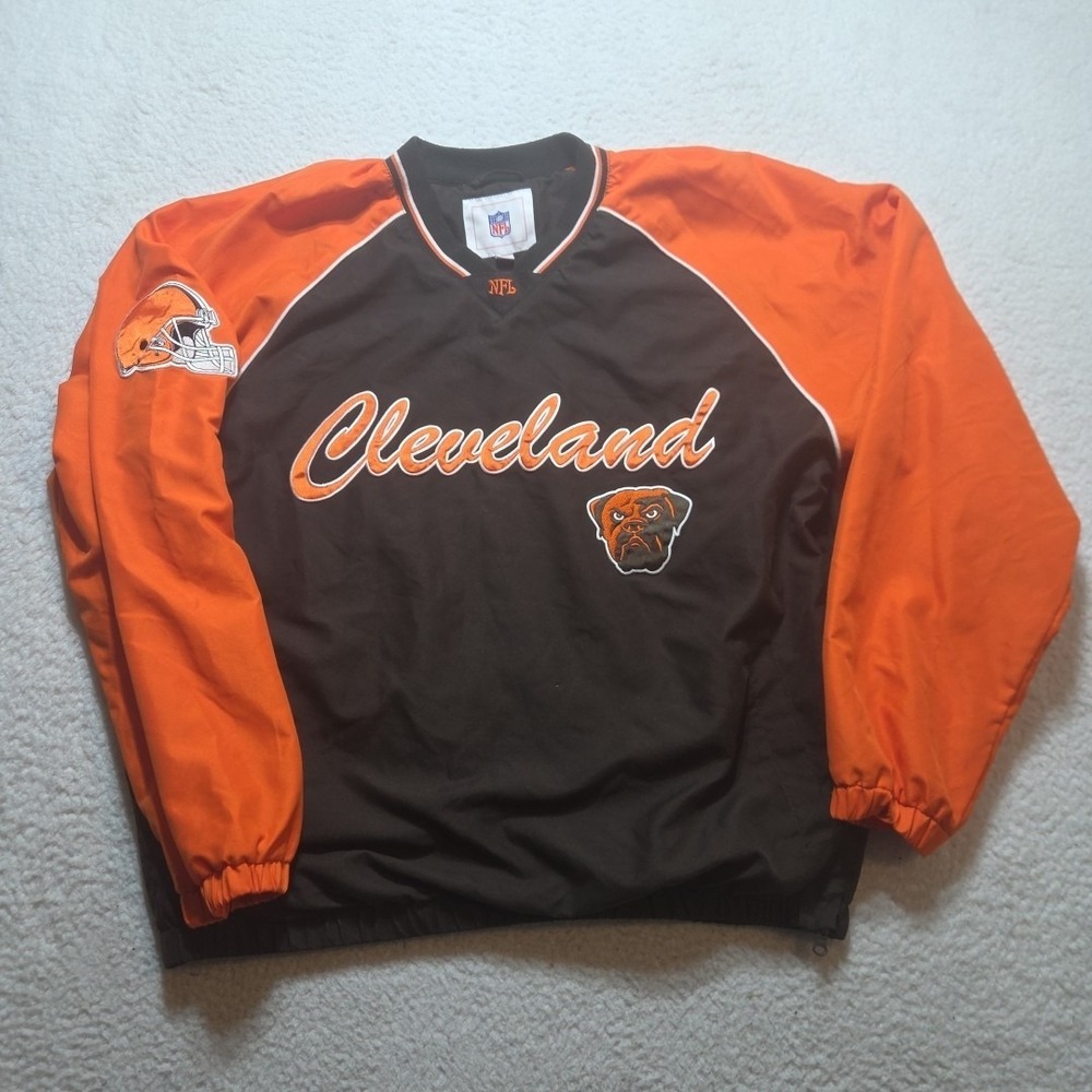 VTG NFL Cleveland Browns Embroidered Windbreaker Pullover Size‎ Large